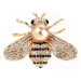 Camerazar Elegantní Brož ve tvaru Včelky s Perlou a Zirkony, Bižuterní Slitina, Zlatá Barva, 4x3