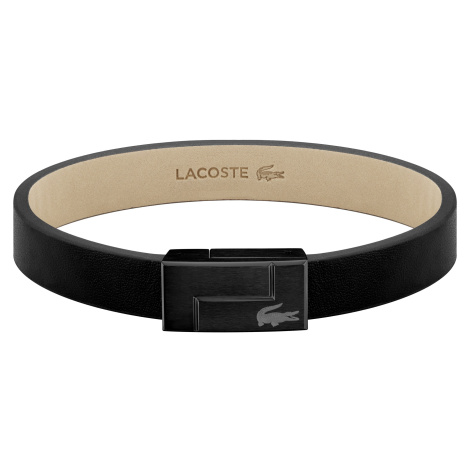 Lacoste Černý kožený náramek Lacoste Traveller 2040073