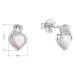 Stříbrné náušnice srdce z bílého syntetického opálu a zirkony 11469.1 white