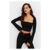 Cool & Sexy Women's Black Crop Top with Window B1905