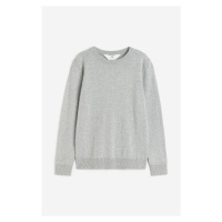 H & M - Jemně pletený bavlněný svetr - šedá