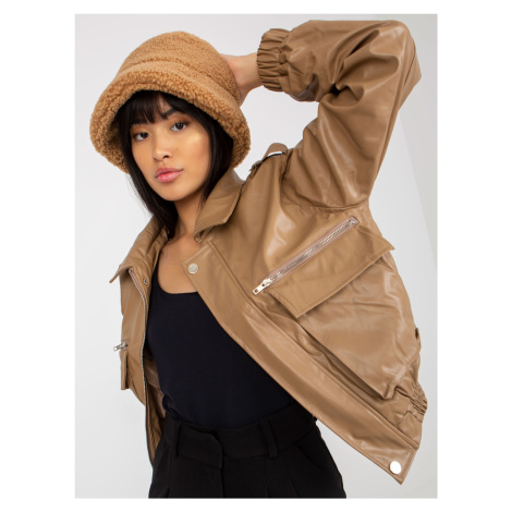 Dámská kožená bunda se zipy a límečkem EM-KR-MC159.29X PARIS