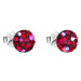 Stříbrné náušnice pecka s krystaly Swarovski červené kulaté 31136.3 cherry