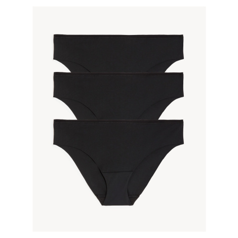 Sada tří dámských brazilských bezešvých kalhotek v černé barvě Marks & Spencer