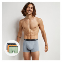 Sada tří pánských boxerek ve světle zelené, oranžové a šedé barvě Dim COTTON STRETCH BOXER