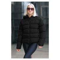 Madmext Women's Black Hooded Slim Fit Down Jacket