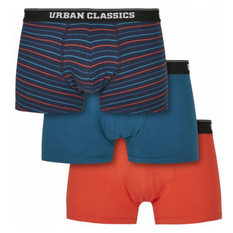 Boxer Shorts 3-Pack - mini stripe aop+boxteal+boxora Urban Classics