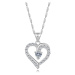 Stříbrný náhrdelník 925 - obrys srdce se zirkonovými rameny, zirkony