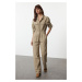 Trendyol Khaki Pocket Detailed Pleated Denim Overalls