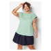 Trendyol Curve Mint Knitted Sleeves Pleated Blouse