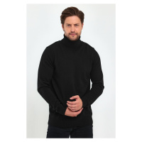 Lafaba Men's Black Turtleneck Basic Knitwear Sweater