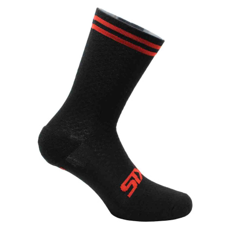 SIX2 Cyklistické ponožky klasické - MERINO WOOL - černá/červená