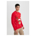 DEFACTO Christmas Themed Standard Fit Patterned Crew Neck Sweater