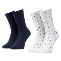 Tommy Hilfiger dámské bílé a modré ponožky 2 pack Dot