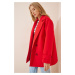 Happiness İstanbul Women's Red Double Breasted Stamped Coat