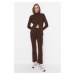 Trendyol Dark Brown Slit Detailed Knitwear Pants