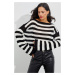 Cool & Sexy Women's Ecru-Black Spanish Short Knitwear blouse with openwork sleeves YV109