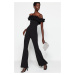 Trendyol Black Frilly Woven Jumpsuit