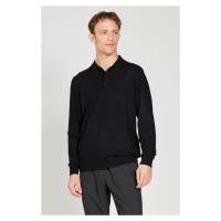 ALTINYILDIZ CLASSICS Men's Black Standard Fit Normal Cut Polo Neck Knitwear Sweater