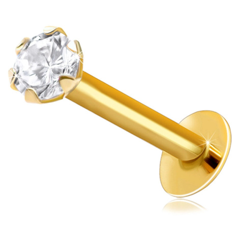 Zlatý 9K piercing do rtu a brady - čirý zirkon ve tvaru kruhu, 2,5 mm Šperky eshop