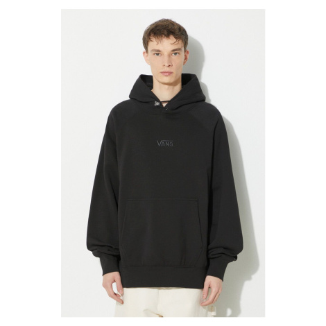 Bavlněná mikina Vans Premium Standards Hoodie Fleece LX pánská, černá barva, s kapucí, hladká, V