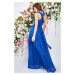 Modré společenské šaty s vázáním