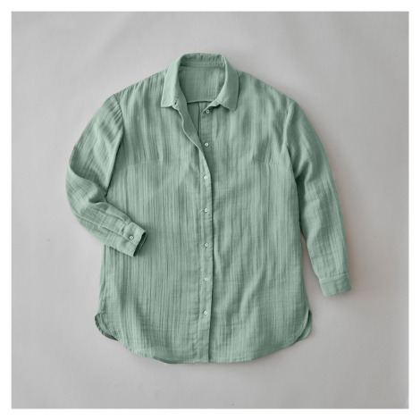 Blancheporte Jednobarevná košile z bavlněné gázoviny šedozelená
