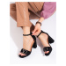 Výborné sandály černé dámské na širokém podpatku
