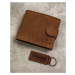 Dárková sada: pánská kožená peněženka a klíčenka