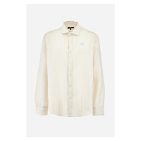 Košile la martina man shirt l/s striped linen ca hnědá