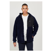 AC&Co / Altınyıldız Classics Men's Navy Blue Oversize Wide Fit Hooded Sherpa Fleece Sweatshirt J