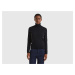 Benetton, Black Turtleneck Sweater In Pure Merino Wool