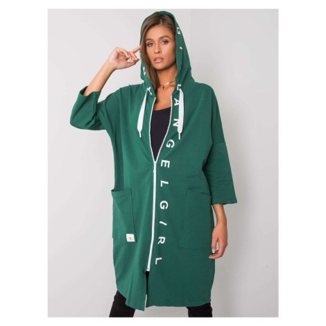 Tmavě zelená mikina na zip Fashionhunters