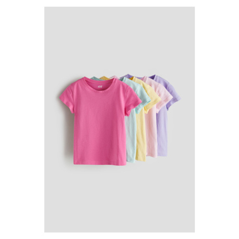 H & M - Bavlněná trička: balení po 5 - růžová H&M