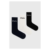 Ponožky Polo Ralph Lauren 3-pack dámské, černá barva, 455955243