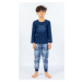 Dětské pyžamo dlouhé Vienetta Secret Sova | tmavě modrá
