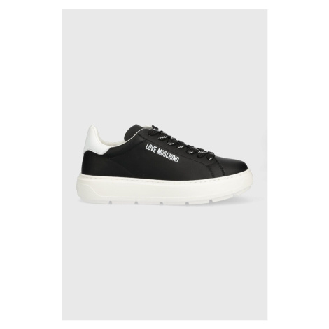 Kožené sneakers boty Love Moschino černá barva, JA15374G1HIA100A
