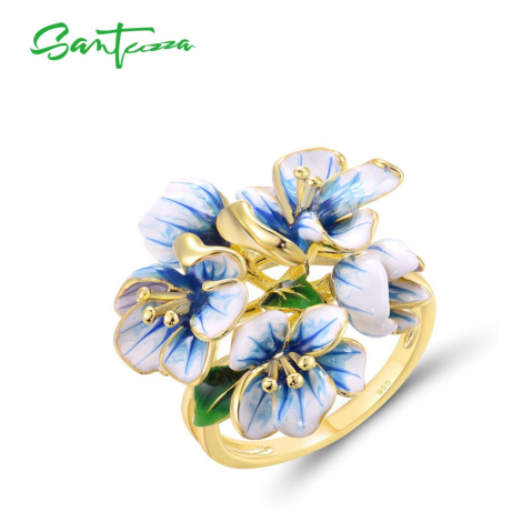 Stříbrný prsten modrý květ FanTurra