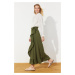 Trendyol Dark Khaki Wrap Flounced Woven Skirt