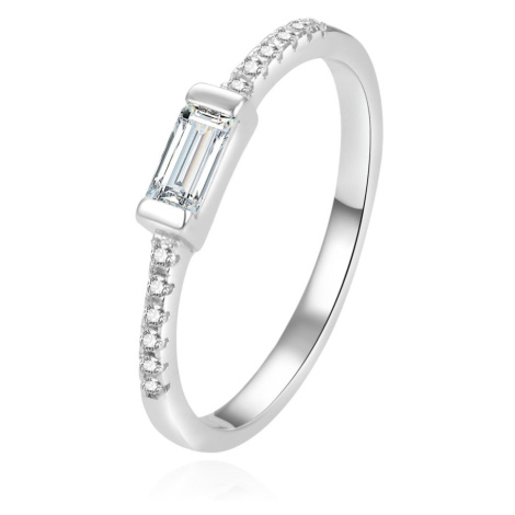 Beneto Minimalistický stříbrný prsten se zirkony AGG407