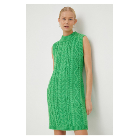 Vlněné šaty Samsoe Samsoe zelená barva, mini