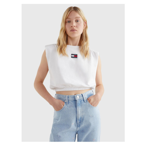 Bílé dámské cropped tričko Tommy Jeans - Dámské Tommy Hilfiger