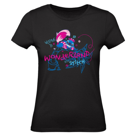 Lilo & Stitch Stitch - Grinsekatze - Welcome To Wonderland With Stitch Dámské tričko černá