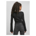 Ladies Cropped Rib Cardigan - black