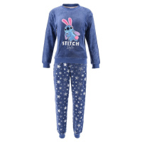 Disney Stitch Teplé dámské fleecové pyžamo - tmavě modré Tmavě modrá