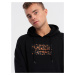 Men's kangaroo sweatshirt with hood and print - black V2 OM-SSPS-0155