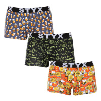 Styx 3PACK pánské boxerky art sportovní guma vícebarevné L