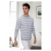 99741 Dewberry Crew Neck Striped Casual Knitwear Sweater-GREY