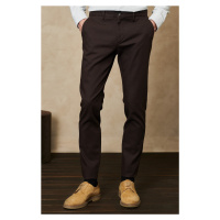 ALTINYILDIZ CLASSICS Men's Brown Slim Fit Slim Fit Dobby Flexible Casual Trousers