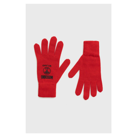 Vlněné rukavice Moschino dámské, červená barva
